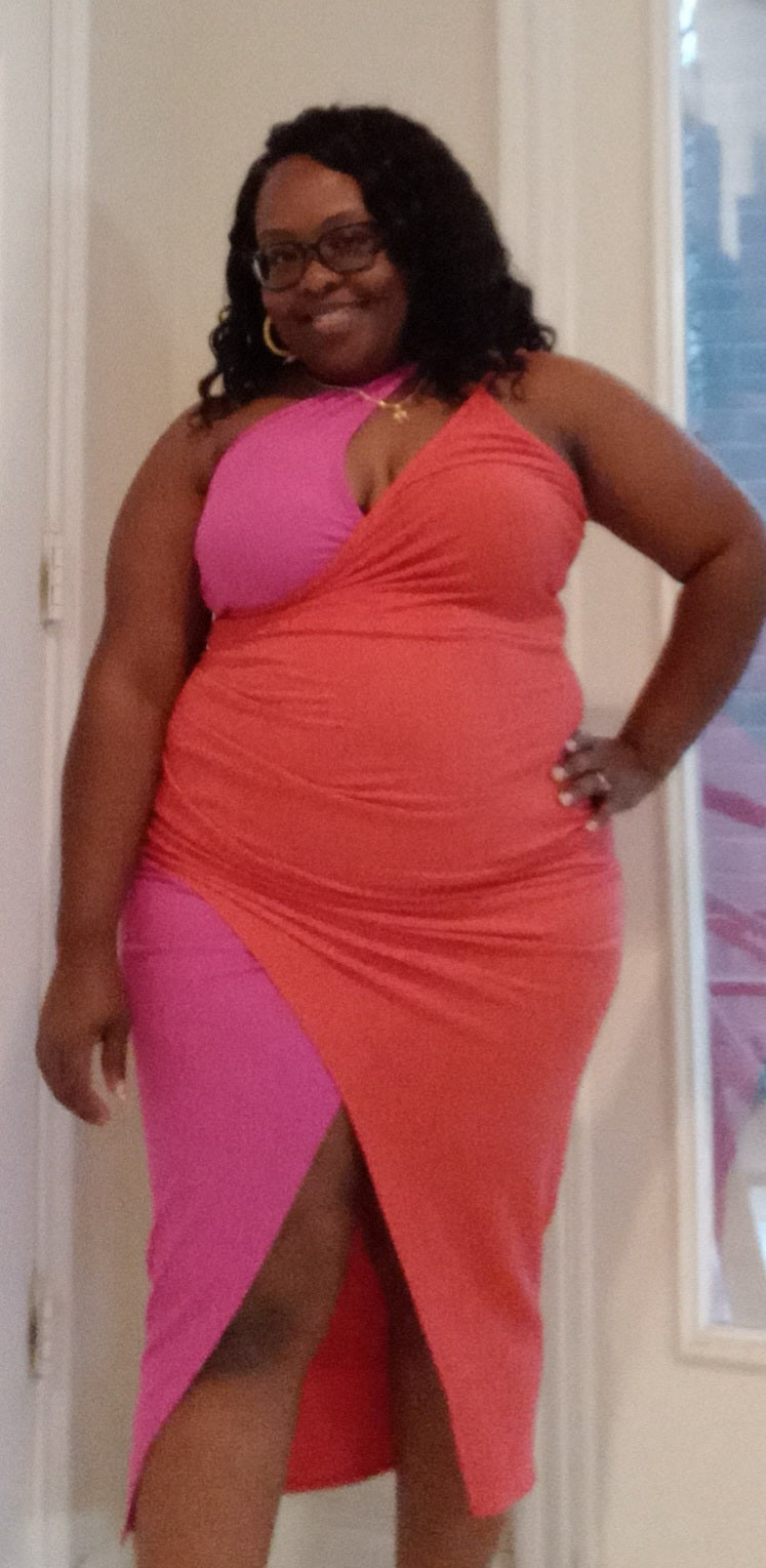 2 Tone Midi Dress