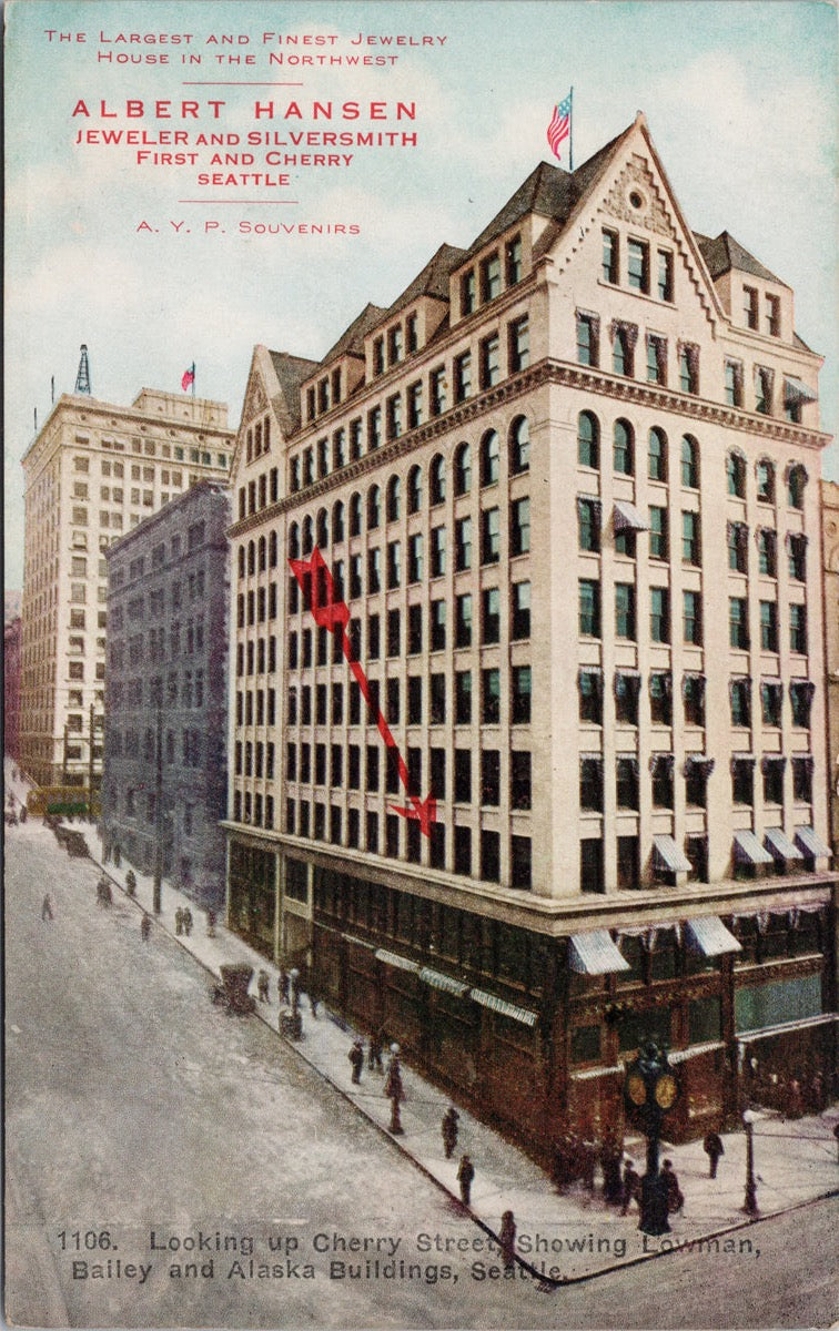Seattle WA Cherry Street Albert Hansen Jewelry Silversmith Advertising Unused Postcard