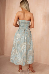 Kayleigh Duck Egg Floral Jacquard Midi Dress