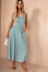 Henley Duck Egg Square Neck Scuba Dress