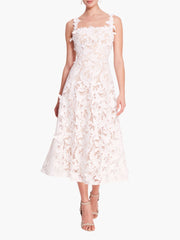 Lace Guipure Sleeveless A-line Midi Cocktail Dress