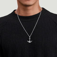 22 Inch 925 Sterling Silver Anchor Pendant Necklace - NKM2108-22SVJJJ-Gabriel & Co.-Renee Taylor Gallery