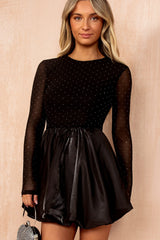Reign Black Mesh Diamante Bubble Hem Dress