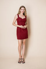 RED TWEED EMBELLISHED WITH SPARKLING CLASSIC CHRISTMAS DRESS