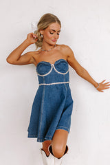 The Kaylie Embellished Denim Mini Dress