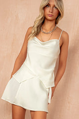 Katherine White Wrap Mini Skirt