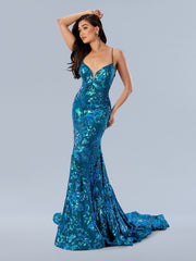 Look stunning in this Stella Couture 24239 Sequin Floral Fitted Mermaid Backless Prom Dress featuring a figure-hugging corset bodice and a beautiful mermaid skirt with sparkling sequins and floral details. The backless design and V-neckline add an elegant touch to this perfect garment for any special event. Sizes: Blue Colors: 0-16