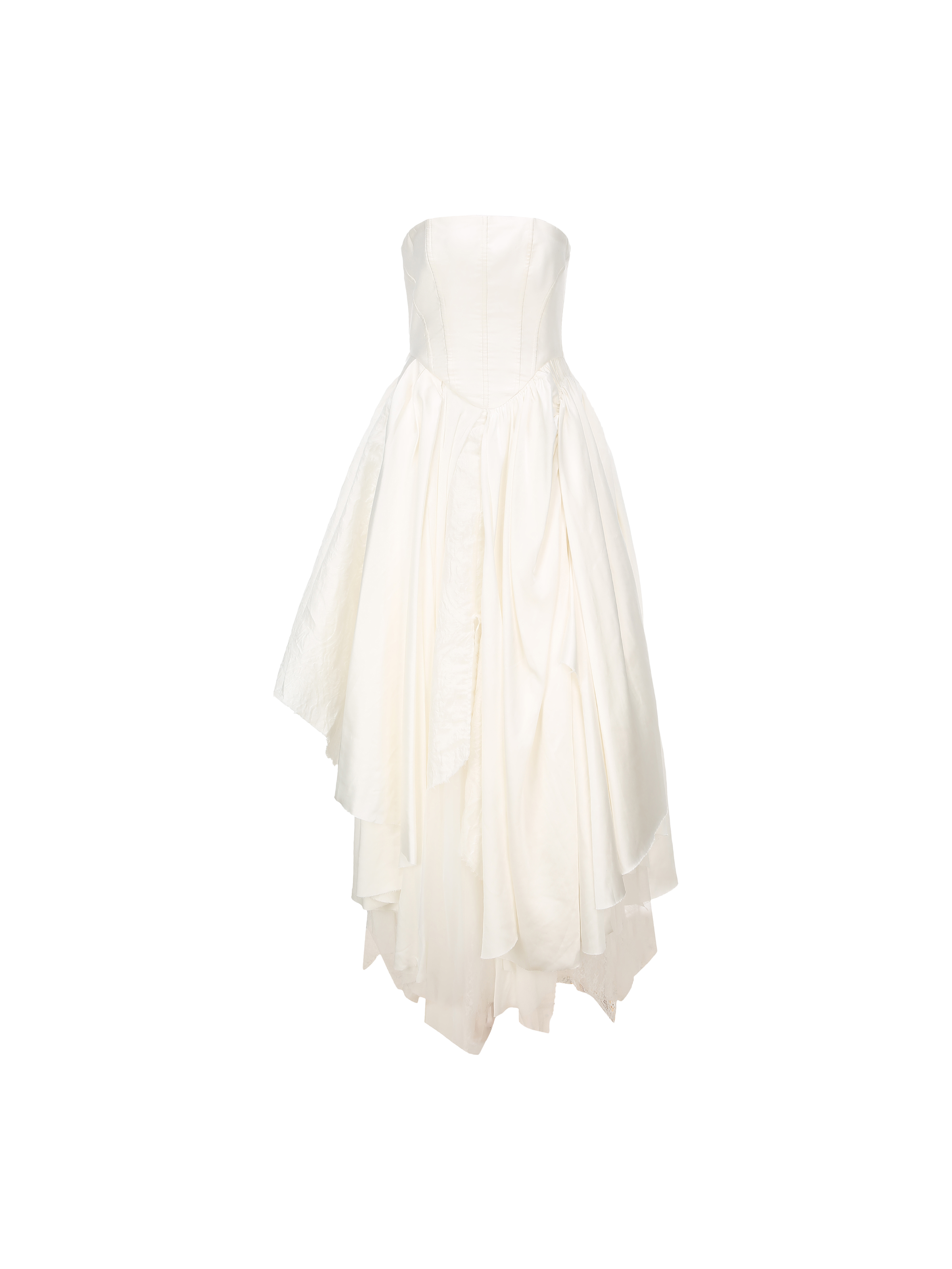 White Fold Pleated Strapless Dress