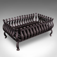 Antique Fire Basket, English, Cast Iron, Fireplace Grate, Edwardian, Circa 1905