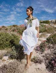 White Milkmaid Puff Sleeve Tula Midi Dress