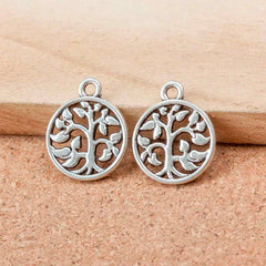 Aleación de zinc redondo plano con árbol de la vida, 18x15x1.5mm.