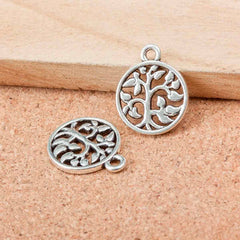 Aleación de zinc redondo plano con árbol de la vida, 18x15x1.5mm.