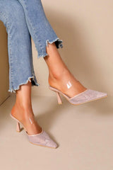 Jessie Nude Diamante Perspex Heels