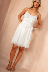 Neasa White Cotton Tie Back Dress