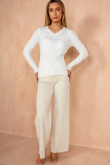 Novella Cream Wide Leg Jeans