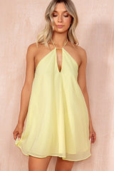 Natalie Lemon Chiffon Halterneck Swing Dress