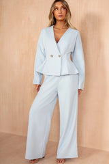 Doireann Blue Peplum Blazer Top