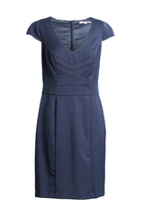 Navy Cap Sleeve Knee Length Dress
