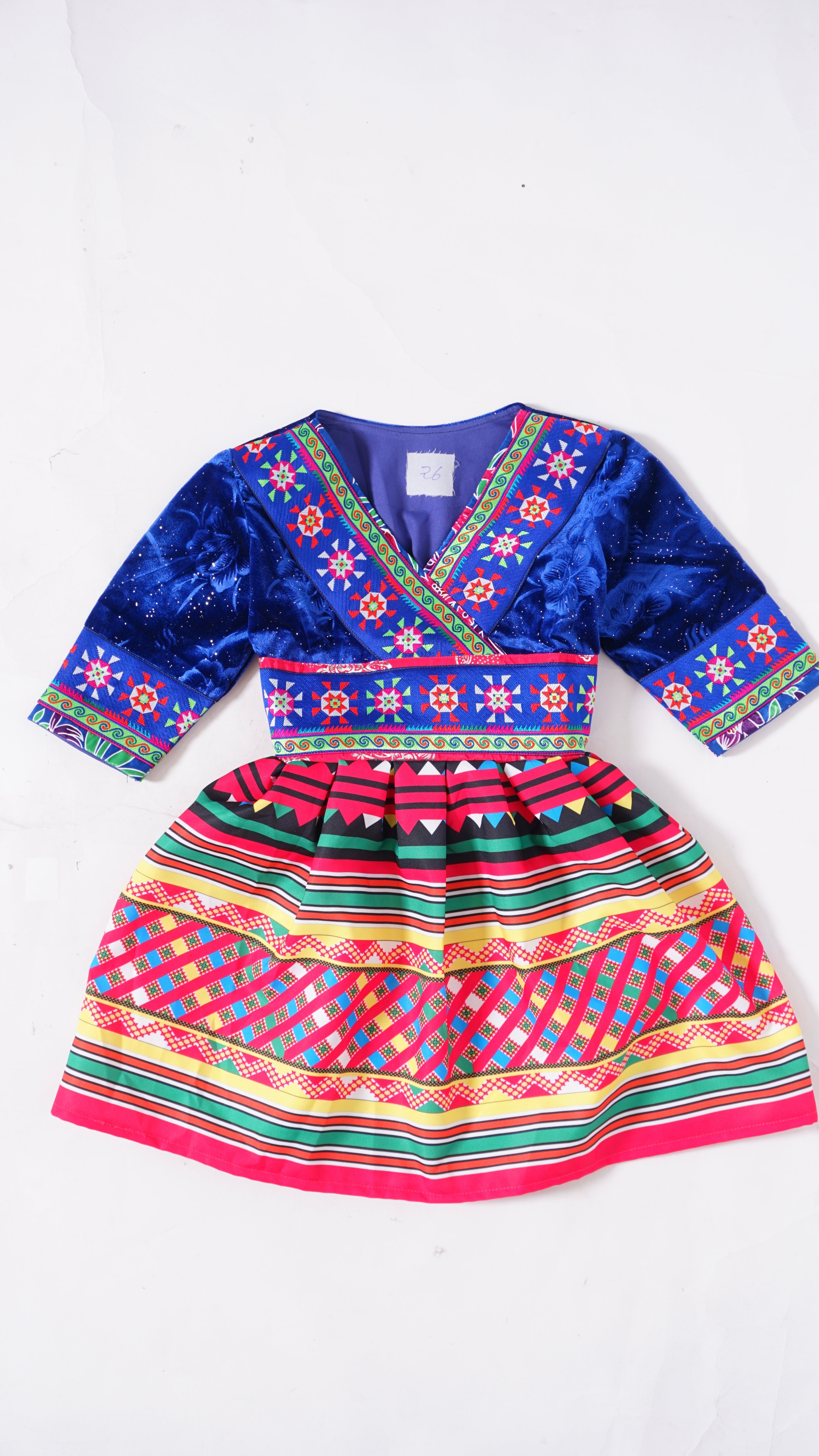 One Piece Hmong Girl Dress-Blue