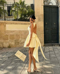 Sleeveless High-Waist Mini Dress Homecoming Dress Short Party Dress fg7801
