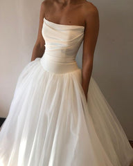 A line strapless Long beautiful simple wedding dress cg25068
