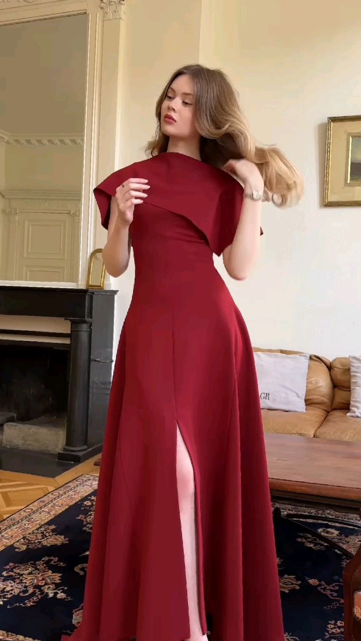 Modest Burgundy Vintage Long Prom Dress Evening Party Dresses fg7694