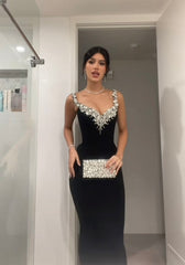 Black Mermaid Sexy Long Formal Dress Evening Party Dresses fg7763
