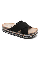Lilibet Black Braided Flatform Sliders
