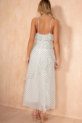 Sammie White Chiffon Polka Dot Frill Dress