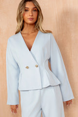 Doireann Blue Peplum Blazer Top