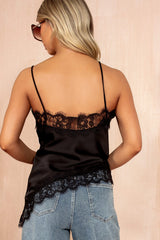 Bailey Black Satin Lace Cami Top