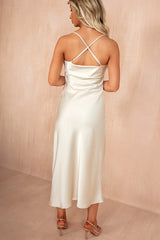 Orla Cream Satin Cowl Neck Maxi Dress