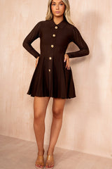 Novaleigh Chocolate Fine Knit Skater Dress