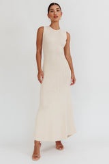 Braylee Sleeveless Ribbed Knit Maxi Dress Cream by Selfie Leslie