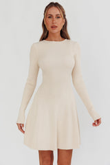 Intuitions Long Sleeve Ribbed Knit Dress Cream by Selfie Leslie