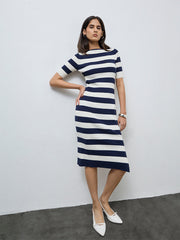 Wardrobe Navy Striped Bodycon Dress