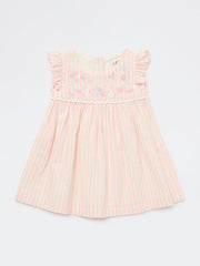HOP Baby Girls Pink Seersucker Textured A-Line Cotton Dress