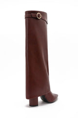 Mo Wine Fold Over Knee High Boots