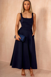 Henley Navy Square Neck Scuba Dress