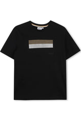 T-shirt da ragazzo in cotone con stampa block a contrasto colore J52979/09B