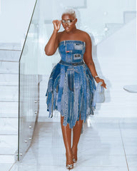 Modern Denim Patch Dress - First Tribe Africa