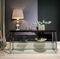 Konsollbord - Krom & glass - Kvalitetsbrukt Møbel fra Hjembruket AS på Hjembruket