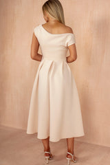 Betty Nude Asymmetric Midi Dress