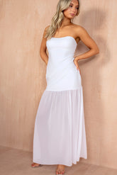 Annie White Slinky Bandeau Maxi Dress