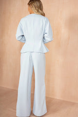 Doireann Blue Peplum Blazer Top