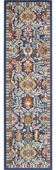 8' Blue And Ivory Oriental Runner Rug