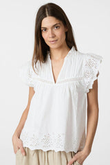 Kyoti Embroidery Top | White | Bluse fra Neo Noir