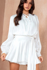 Jess White Shimmer Drape Dress