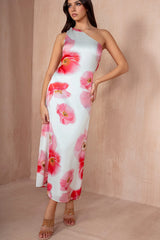 Susan Cream and Pink One Shoulder Dress