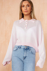 Marley Pastel Pink Knit Stripe Rugby Top